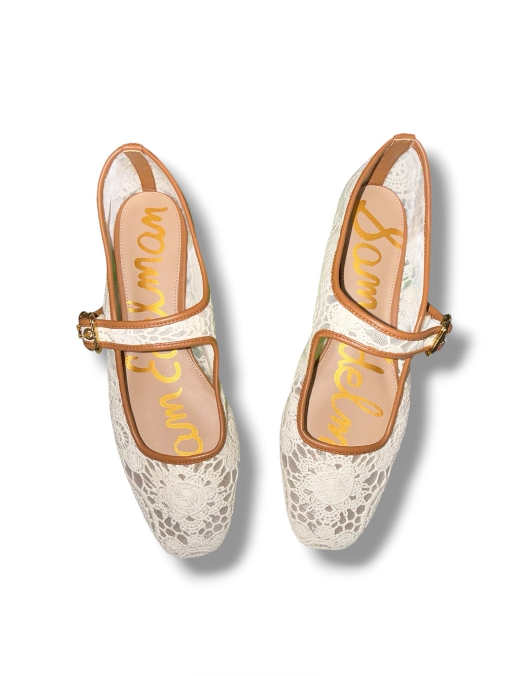 NEW SAM EDELMAN Michaela Flats - Neutral Cream Crochet Women’s 9.5M - Picture 3 of 11